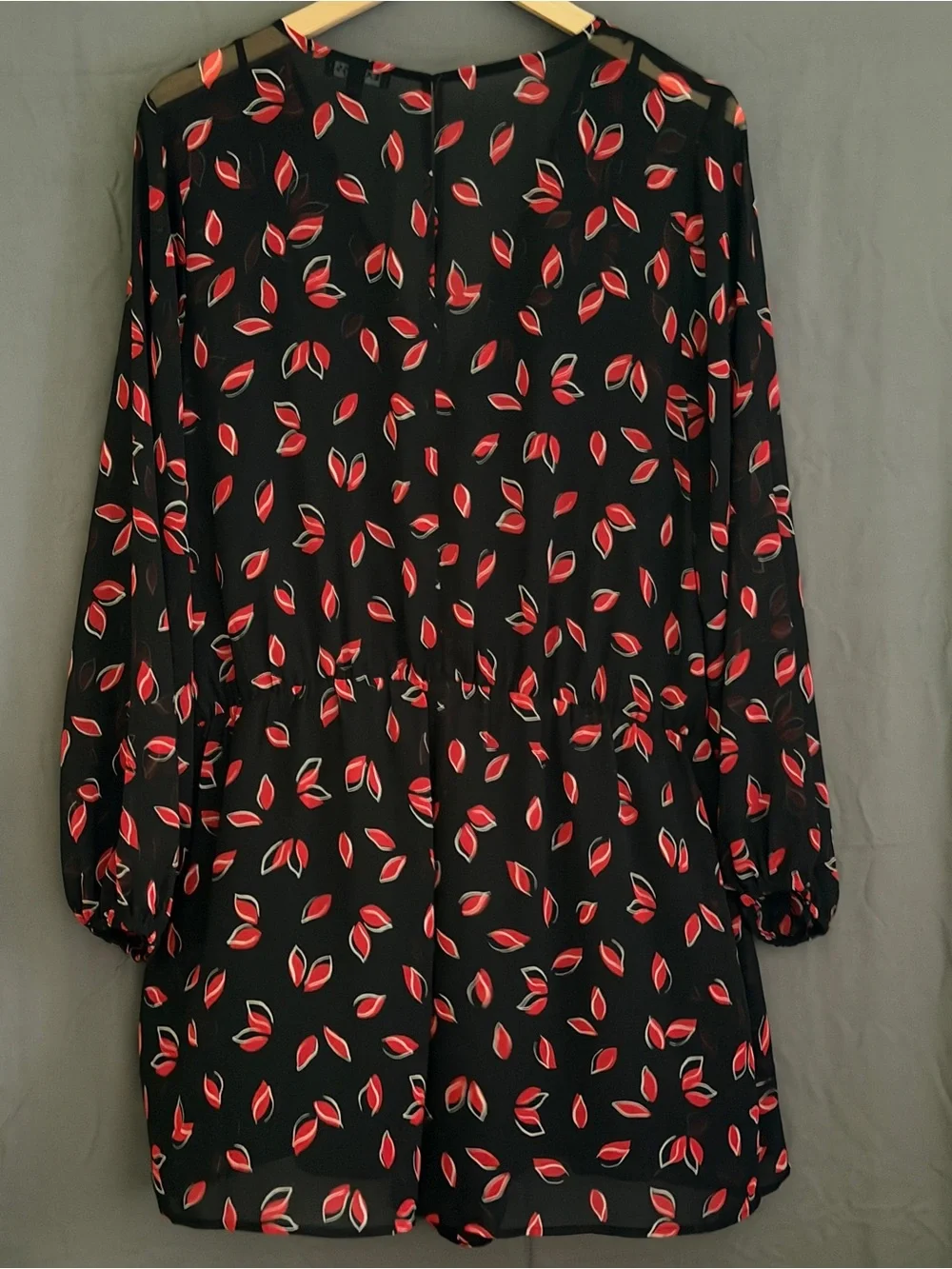 Express Black Romper with Red Leaf Print - Picture 6 of 6
